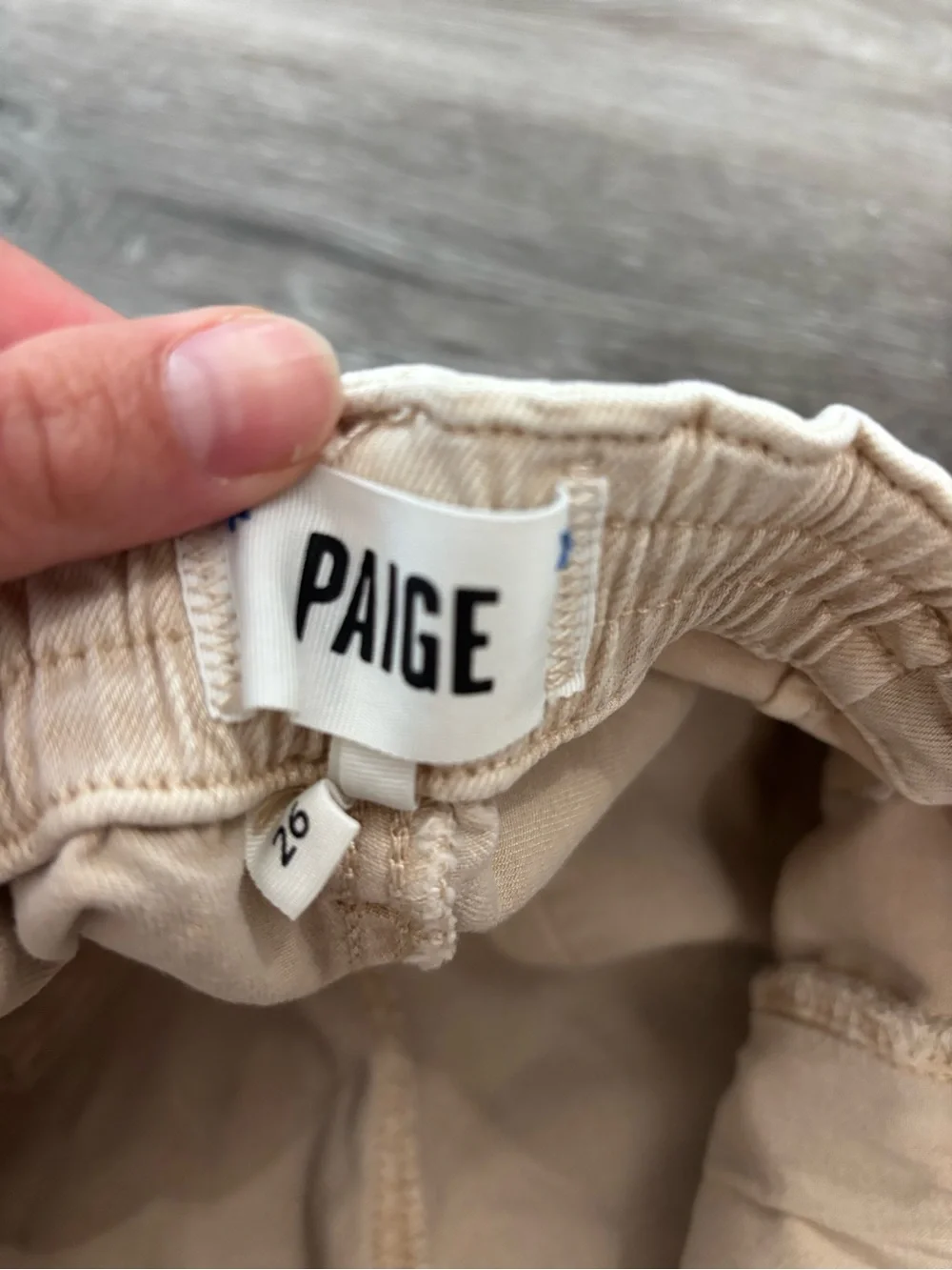 PAIGE Vintage warm sand Christy shorts Beige Drawstring Cotton Blend Shorts